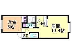 RIO麻生 1LDKの間取図画像