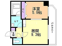 美工ビル 1LDKの間取図画像