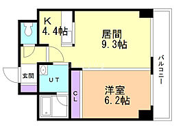 レジディア札幌駅ノース 1LDKの間取図画像