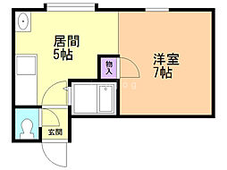 アメニティハイム弐番館 1DKの間取図画像
