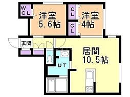 ＲＥＳＩＤＥＮＣＥ　ＳＨＩＮＭＥＩ　麻生 2階2LDKの間取り