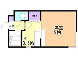 ビッグバーンズマンションN32 1Kの間取図画像