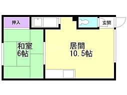 鳴海レジデンスA 1LDKの間取図画像