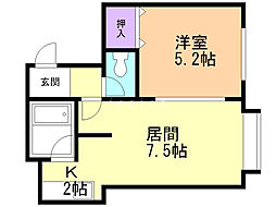 パールマンション 1LDKの間取図画像
