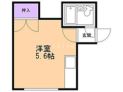 第五青雲荘 ワンルームの間取図画像