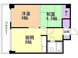 ファッションコーポラス 4階2LDKの間取り
