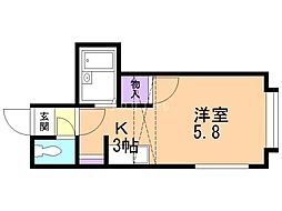レオパレス北34条第14 1Kの間取図画像