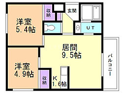 アシルル新川 2LDKの間取図画像