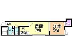 ユートーン 1LDKの間取図画像