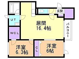グランノール1 2LDKの間取図画像