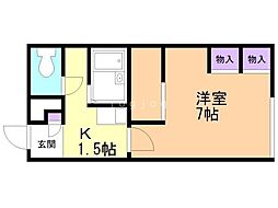 レオパレスクレールはまなす 1Kの間取図画像