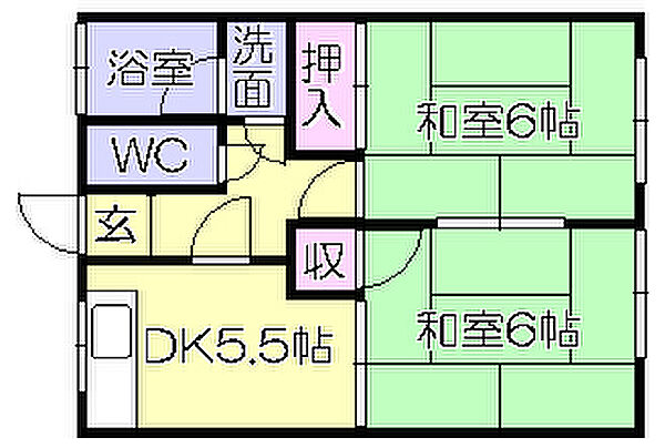 コーポ櫛原 202｜福岡県久留米市東櫛原町(賃貸アパート2DK・2階・40.00㎡)の写真 その2