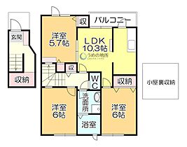 メープルリッジB 202 ｜ 福岡県久留米市上津町（賃貸アパート3LDK・2階・70.08㎡） その2