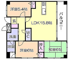 ダイアパレス六ツ門 301 ｜ 福岡県久留米市本町（賃貸マンション3LDK・3階・67.60㎡） その2