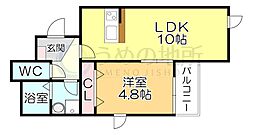 VIRIO合川 3階1LDKの間取り