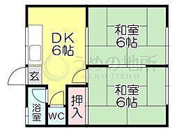 石井コーポ 2DKの間取図画像