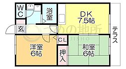 セゾンモンルポ 2DKの間取図画像