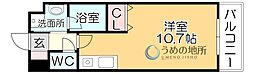 LEAD中央町 ワンルームの間取図画像