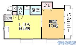 シャロム国分 1LDKの間取図画像