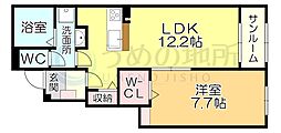 グリチーネの森 1LDKの間取図画像