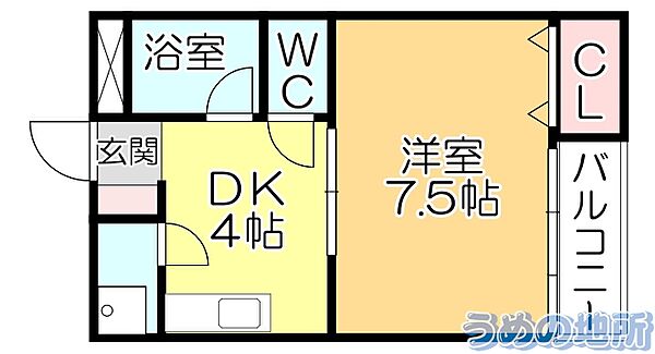 石村ビル 306｜福岡県久留米市東櫛原町(賃貸マンション1DK・3階・30.96㎡)の写真 その2