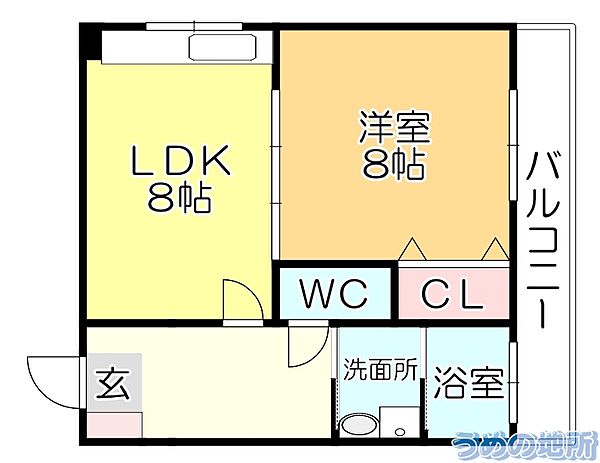 水城ビル 6A｜福岡県久留米市東和町(賃貸マンション1LDK・6階・34.64㎡)の写真 その2