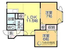 グリ-ンヒル山下B 102 ｜ 福岡県八女郡広川町大字新代（賃貸アパート2LDK・1階・53.51㎡） その2