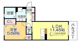 ブレイティア 103 ｜ 福岡県久留米市東合川７丁目（賃貸アパート1LDK・1階・42.62㎡） その2