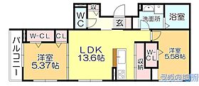 グランツ　ベータ 110 ｜ 福岡県久留米市東合川町（賃貸アパート2LDK・1階・56.10㎡） その2