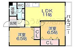 セキレイマンション久留米 2LDKの間取図画像