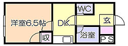 北原ビル 1Kの間取図画像