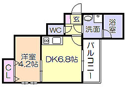 cherim試験場前1 1DKの間取図画像