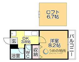 レモンバーム2 1Kの間取図画像
