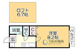 レモンバーム2 1Kの間取図画像