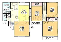シャフトレジデンス櫛原 4DKの間取図画像