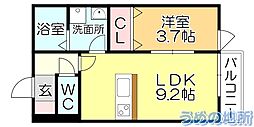 アシスト久留米西町 1LDKの間取図画像
