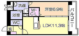 BESTAKUSHIHARA 1LDKの間取図画像