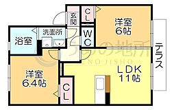 セジュールアルジェントA棟 2LDKの間取図画像