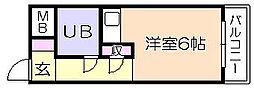 オーハシビル六ツ門館 ワンルームの間取図画像