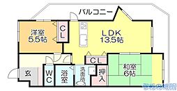 サンライトヒルズ広川 2LDKの間取図画像