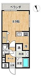 スパシエK2 1Kの間取図画像