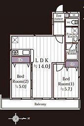 セザール桜ヶ丘 2LDKの間取図画像