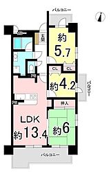 アルファ尾張旭 3LDKの間取図画像