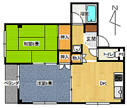 ヴェルファーレ 2階2DKの間取り
