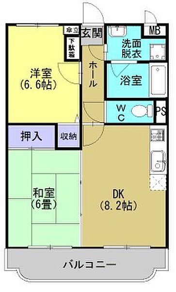 グランディール有村 203｜鹿児島県霧島市隼人町住吉(賃貸マンション2DK・2階・48.73㎡)の写真 その2