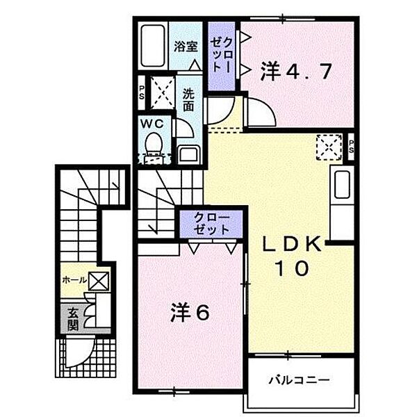 サンライズ新町Ｂ 202｜鹿児島県霧島市国分新町(賃貸アパート2LDK・2階・50.14㎡)の写真 その2