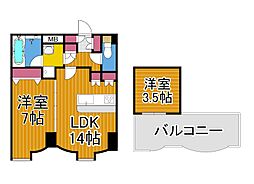 KRビル 4階2LDKの間取り
