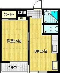 ライラック2 1DKの間取図画像