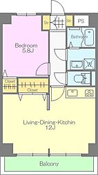 マンションライラック 2DKの間取図画像