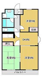 メジャーモ広町2 3DKの間取図画像